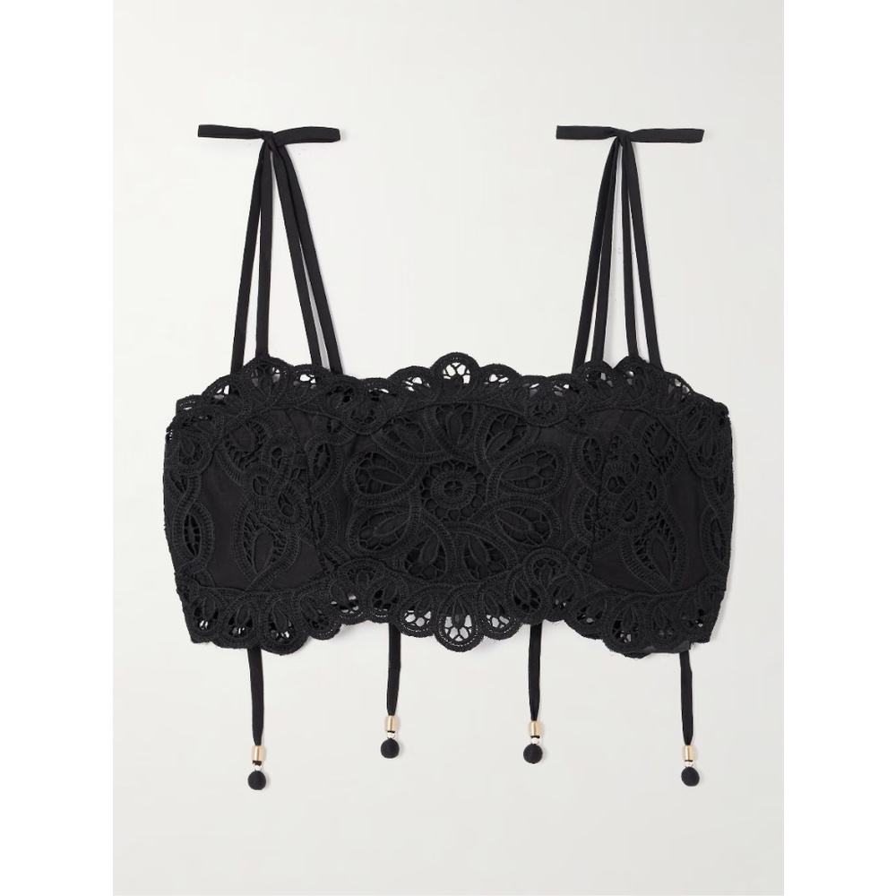 Zimmermann Rhiannon embellished cropped cotton-lace top size 4 - Picture 2 of 15